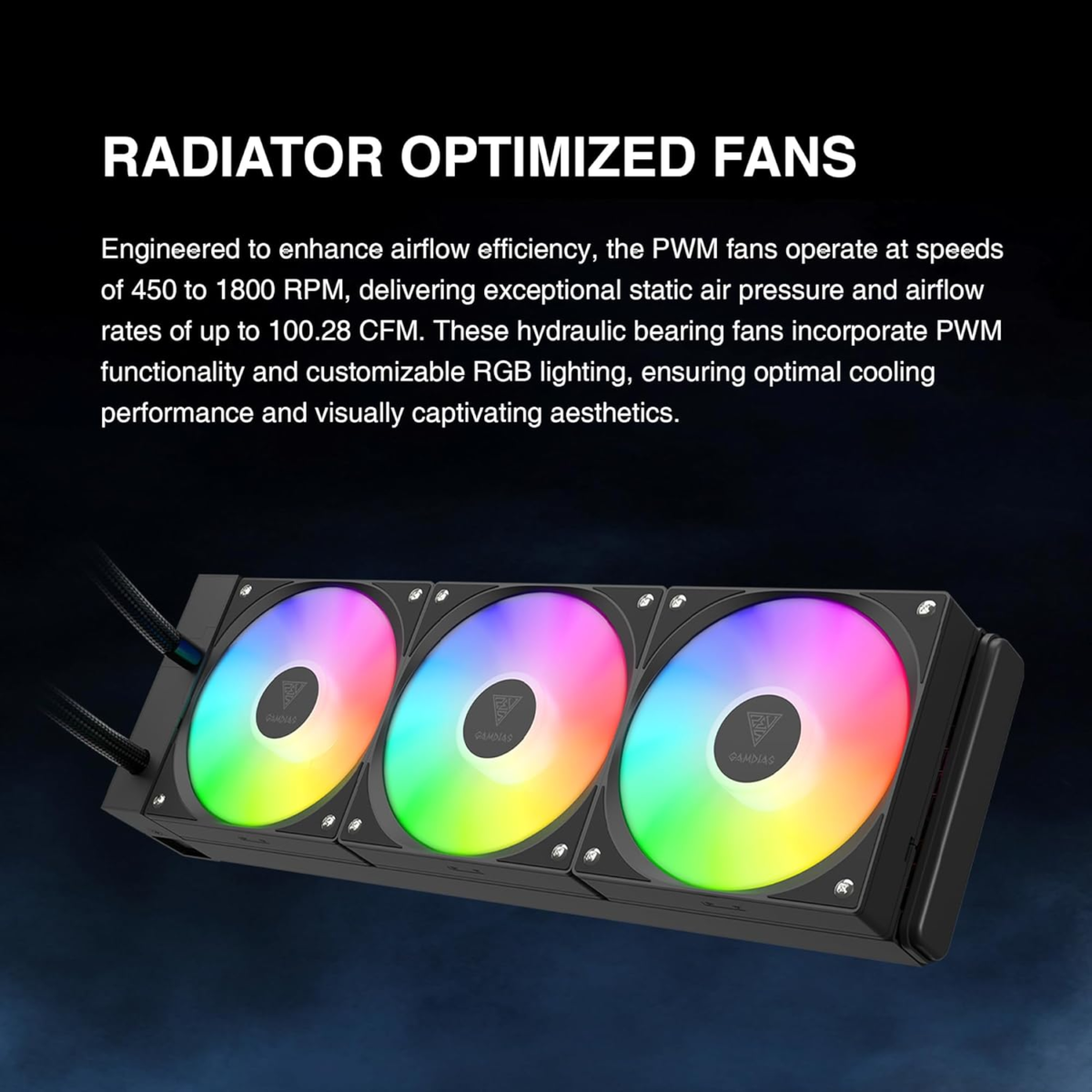 CHIONE E4 360Mm AIO CPU Liquid Cooler, Real-Time Digital Display Patented PWM Pump, Hidden Cable Design, ARGB PWM Fan W/Mb Sync, Intel LGA 1700/1200, AMD AM5/AM4, Black - Image 2