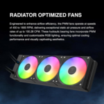 CHIONE E4 360Mm AIO CPU Liquid Cooler, Real-Time Digital Display Patented PWM Pump, Hidden Cable Design, ARGB PWM Fan W/Mb Sync, Intel LGA 1700/1200, AMD AM5/AM4, Black - Image 2