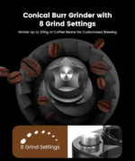 10-Cup Drip Coffee Maker with Built-In Grinder, 24-Hour Programmable, Adjustable Grind & Brew, Keep Warm Plate, 50.7Oz Water Reservoir, Ideal for Home & Office - Black - Image 3