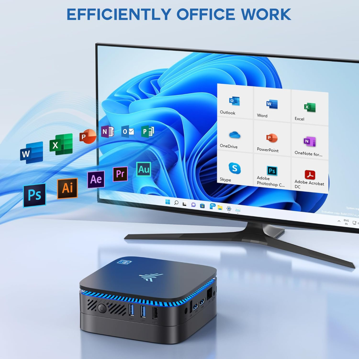 AK1 plus Mini PC, Desktop Computer 12Th N95(Up to 3.4Ghz) Mini PC 16GB RAM 512GB SSD, Micro PC Computer, Mini Tower PC Support 4K HDMI, Desktop PC with Dual Wifi, BT4.2 for Business Home Office - Image 4