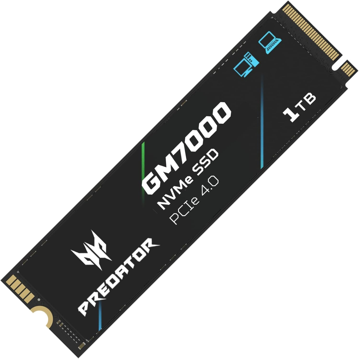Predator M.2 SSD 1TB GM7000 with DRAM Cache Nvme 1.4 2280 Pcie Gen4×4 Ultra High Speed (Maximum Read: 7400Mb/S, Max Write: 6700Mb/S) 3D NAND TLC Internal SSD Compatible with PS5 Pro - BL.9BWWR.105 - Image 1