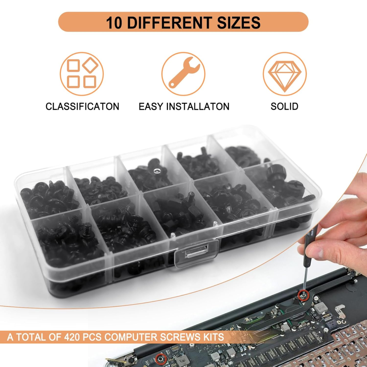 420PCS Computer Screw Kit, Motherboard Standoffs Assorted Screws for PC Case, HDD, SSD, Laptop, Fan, CD-ROM - for DIY PC Build Repair - Image 5