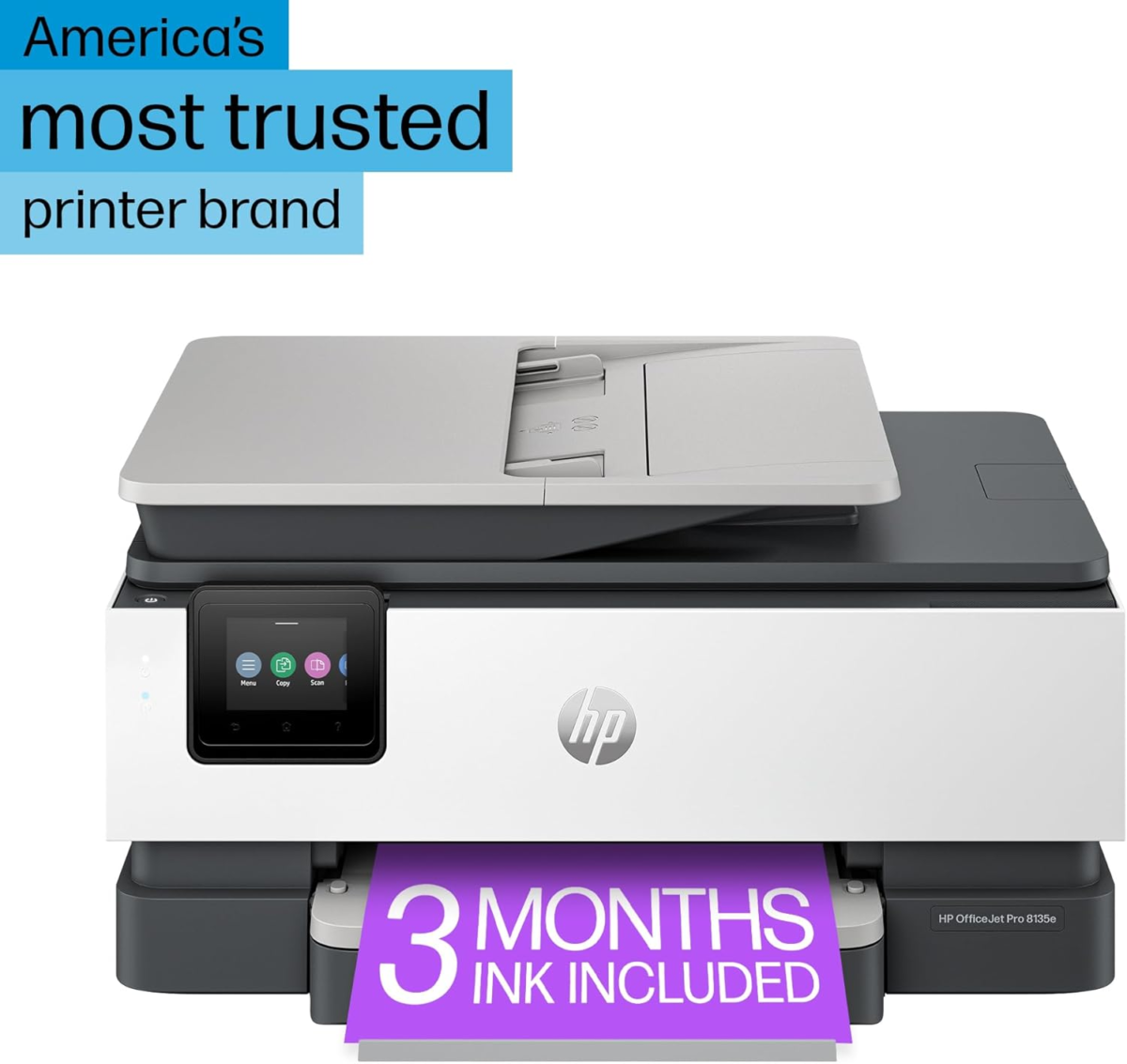 Officejet Pro 8135E Wireless All-In-One Color Inkjet Printer, Print, Scan, Copy, Fax, ADF, Duplex Printing, Best-For-Home Office, 3 Months of Ink Included (40Q35A) - Image 3
