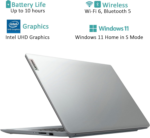 Ideapad 1I Laptop, 15.6 Inch Anti-Glare Display, Intel Celeron Processor, 20GB RAM, Storage: 1TB SSD+128GB Emmc, Windows 11 Home, 1 Year Microsoft 365, Webcam, Wi-Fi, Alpacatec Accessory - Image 4