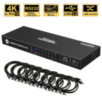 4K UHD 16 Ports HDMI KVM Switch, Console Rack Mount Switch with 8 Pcs 5Ft KVM Cable, USB 2.0 Device 16 Port Inputs, Control up to 16 Computers/Servers, with RS232 and LAN Port - Image 8