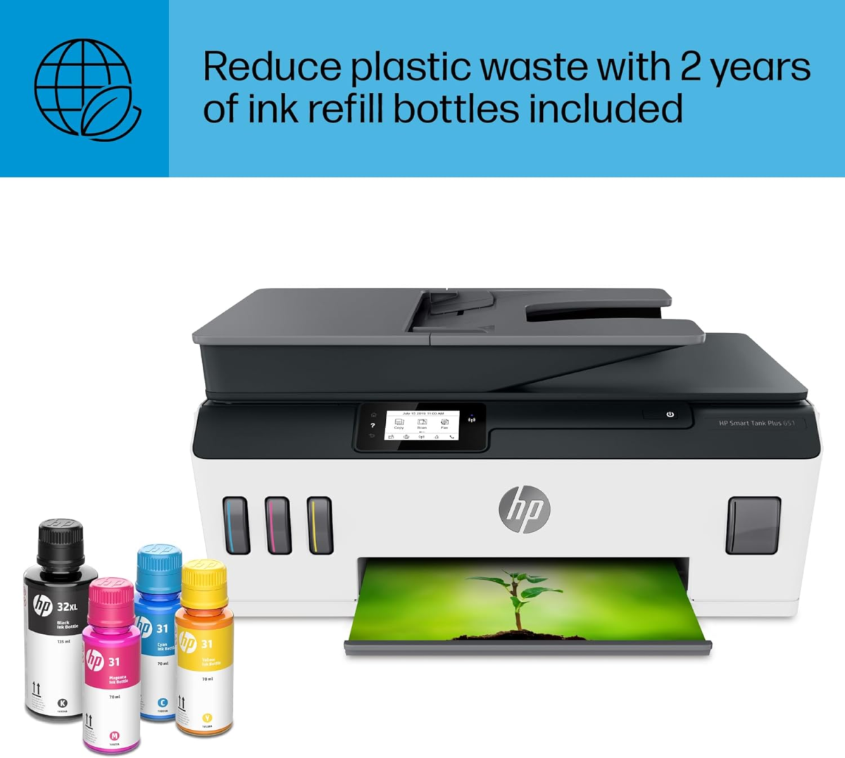 Smart -Tank plus 651 Wireless All-In-One Ink -Tank Printer, up to 2 Years of Ink in Bottles, Auto Document Feeder, Mobile Print, Scan, Copy, Works with Alexa (7XV38A) - Image 16