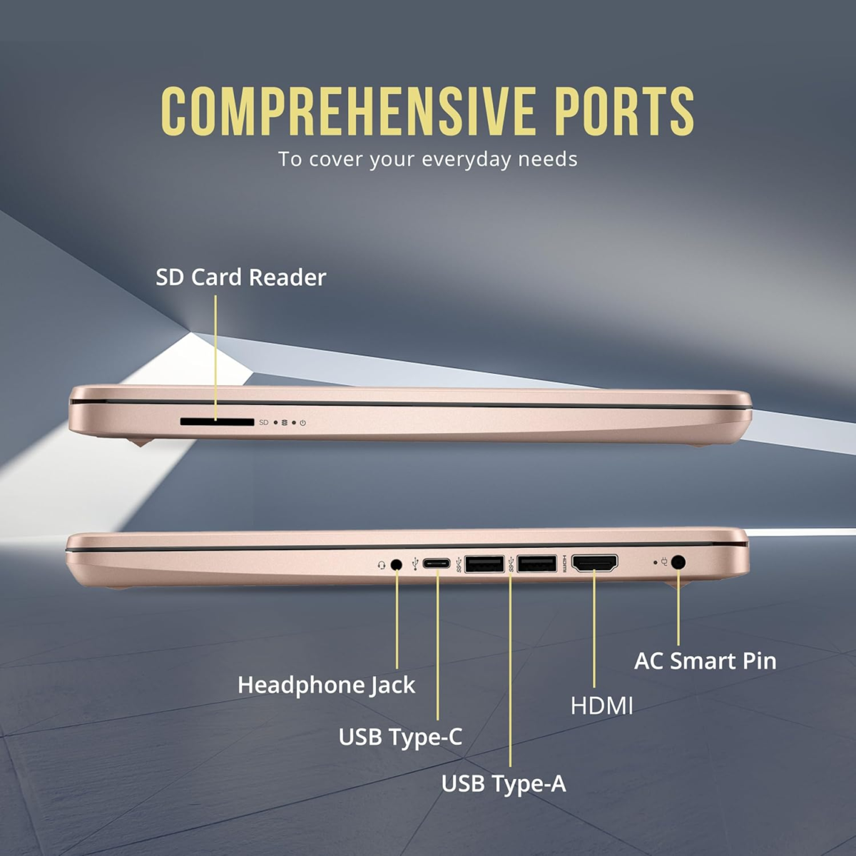 Stream 14" HD Brightview Laptop, Intel Celeron N4120, 16GB RAM, 288GB Storage (128GB Emmc + 160GB Docking Station Set), Intel UHD Graphics, 720P Webcam, Wi-Fi, 1 Year Office 365, Win 11 S, Gold - Image 9