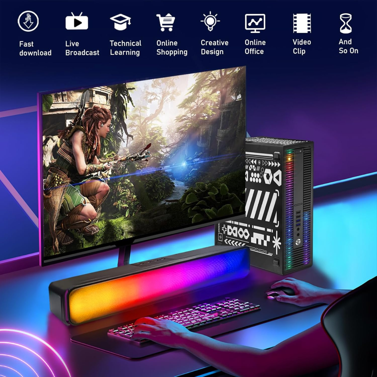 HP RGB Gaming Desktop Computer, Intel Quad Core I5-6500 up to 3.6Ghz, Geforce GTX 750 Ti 4G, 16GB DDR4, 512G SSD, RGB Keyboard & Mouse, 600M Wifi & Bluetooth, Win 10 Pro (Renewed) - Image 4