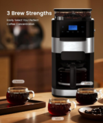 10-Cup Drip Coffee Maker with Built-In Grinder, 24-Hour Programmable, Adjustable Grind & Brew, Keep Warm Plate, 50.7Oz Water Reservoir, Ideal for Home & Office - Black - Image 5