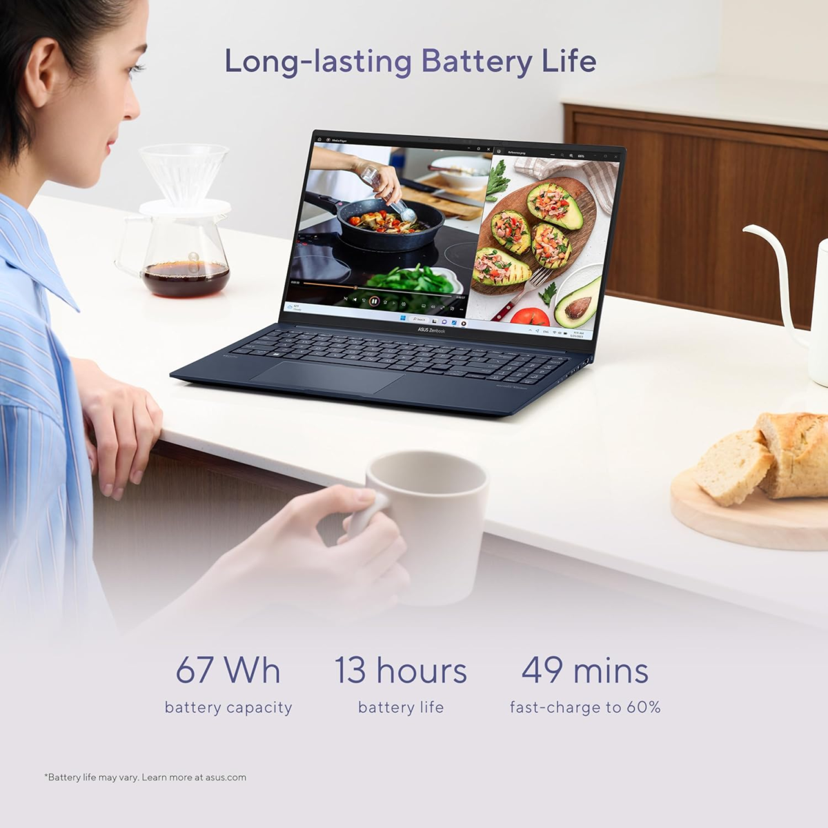 Zenbook 15 Laptop, 15.6” FHD Display, AMD Ryzen 5 7535U CPU, AMD Radeon Graphics, 16GB RAM, 512GB SSD, Windows 11 Home, Ponder Blue, UM3504DA-AS54 - Image 10
