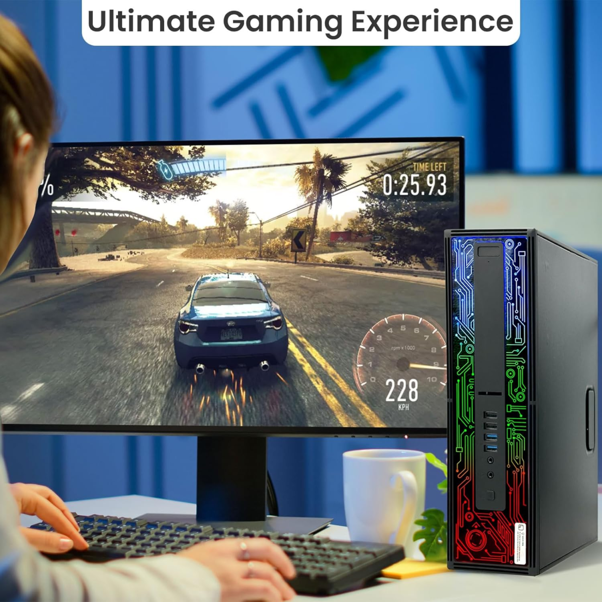 HP G2 RGB Gaming PC Desktop – Intel I5 6Th Gen Processor, 16GB DDR4 Ram, 512GB SSD, AMD Radeon RX 550 DDR5, New 24 Inch Monitor, Windows 10 Pro – Computer Tower for PC Gamer (Renewed) - Image 3
