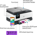 Officejet Pro 8135E Wireless All-In-One Color Inkjet Printer, Print, Scan, Copy, Fax, ADF, Duplex Printing, Best-For-Home Office, 3 Months of Ink Included (40Q35A) - Image 4