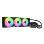 CHIONE E4 360Mm AIO CPU Liquid Cooler, Real-Time Digital Display Patented PWM Pump, Hidden Cable Design, ARGB PWM Fan W/Mb Sync, Intel LGA 1700/1200, AMD AM5/AM4, Black