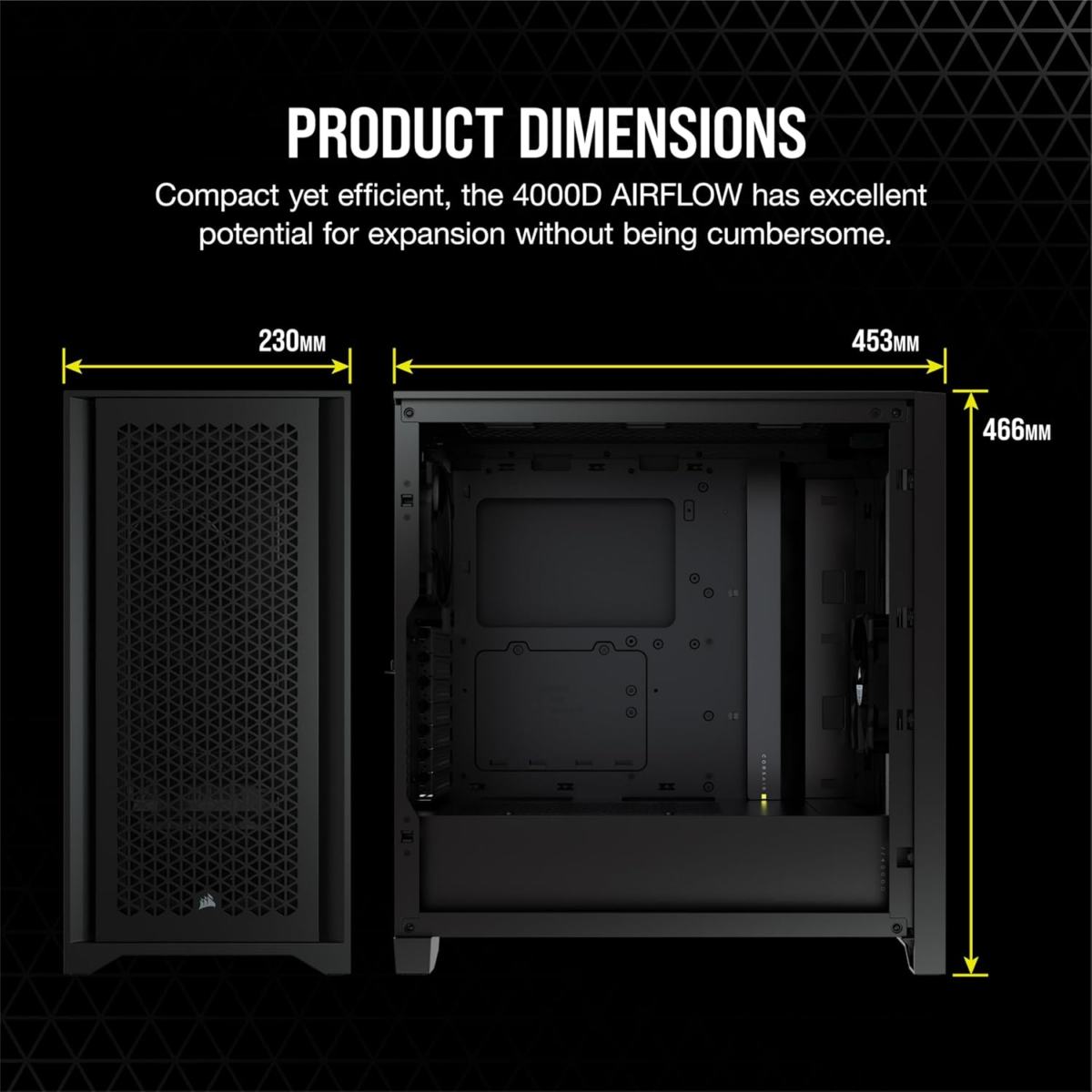 4000D AIRFLOW Tempered Glass Mid-Tower ATX Case - High-Airflow - Cable Management System - Spacious Interior - Two Included 120 Mm Fans - Black - Image 9
