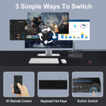 USB 3.0 KVM Switch HDMI 4 Computer 1 Monitor 8K 4K 120Hz VRR G/Sync HDCP Bypass Atmos IR Remote - 4X USB3.0 Cable, Hotkey for USB 1.0 Keyboard Mouse Printer, IR Extend Windows Mac 41KVM8K - Image 5