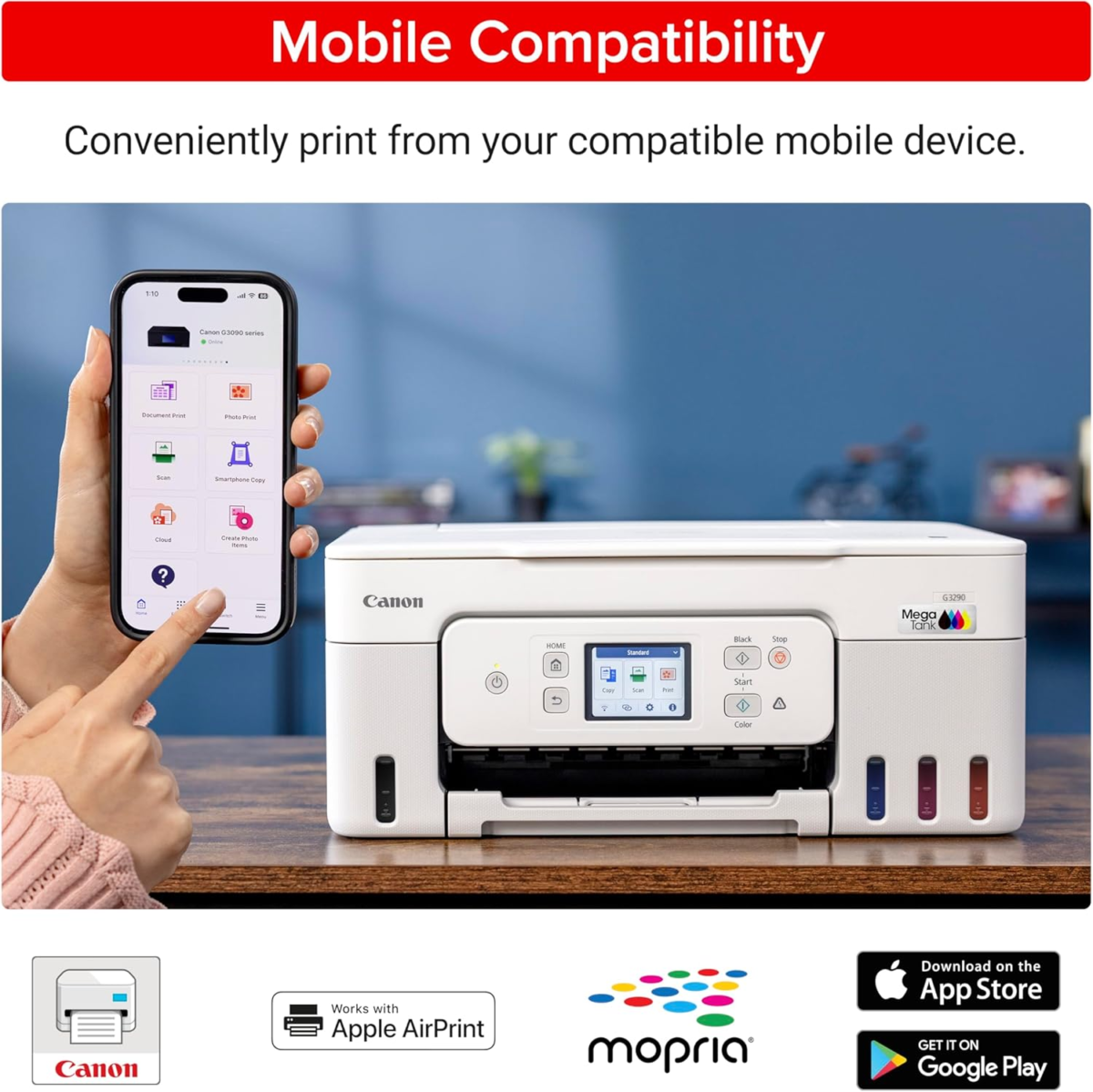 Megatank G3290 All-In-One Wireless Supertank [Megatank] Printer | Print, Copy Scan | Mobile Printing |2.7" LCD Color Touchscreen | Auto Duplex - Image 5
