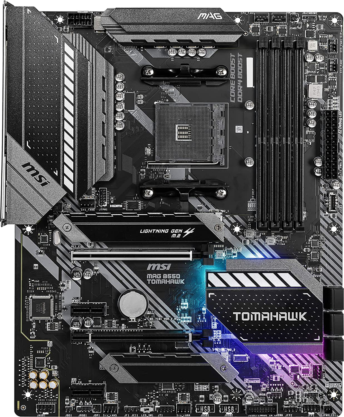 MAG B550 TOMAHAWK Gaming Motherboard (AMD AM4, DDR4, Pcie 4.0, SATA 6Gb/S, M.2, USB 3.2 Gen 2, HDMI/DP, ATX, AMD Ryzen 5000 Series Processors) - Image 4