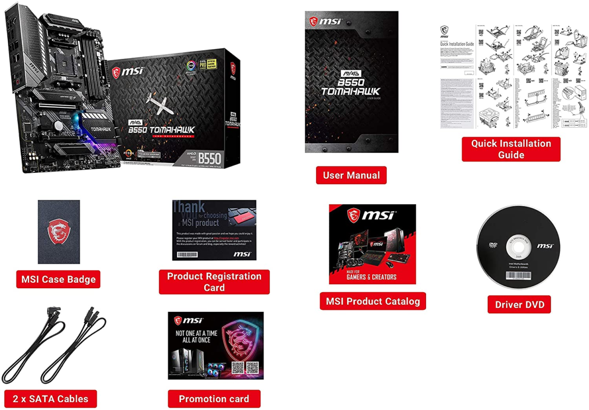 MAG B550 TOMAHAWK Gaming Motherboard (AMD AM4, DDR4, Pcie 4.0, SATA 6Gb/S, M.2, USB 3.2 Gen 2, HDMI/DP, ATX, AMD Ryzen 5000 Series Processors) - Image 7