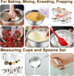 Hand Mixer Electric Mixing Bowls Set, 5 Speeds Handheld Mixer with 4 Nesting Stainless Steel Mixing Bowl, Measuring Cups Spoons 200W Kitchen Blender Whisk Beater Baking Supplies for Beginner - Image 5