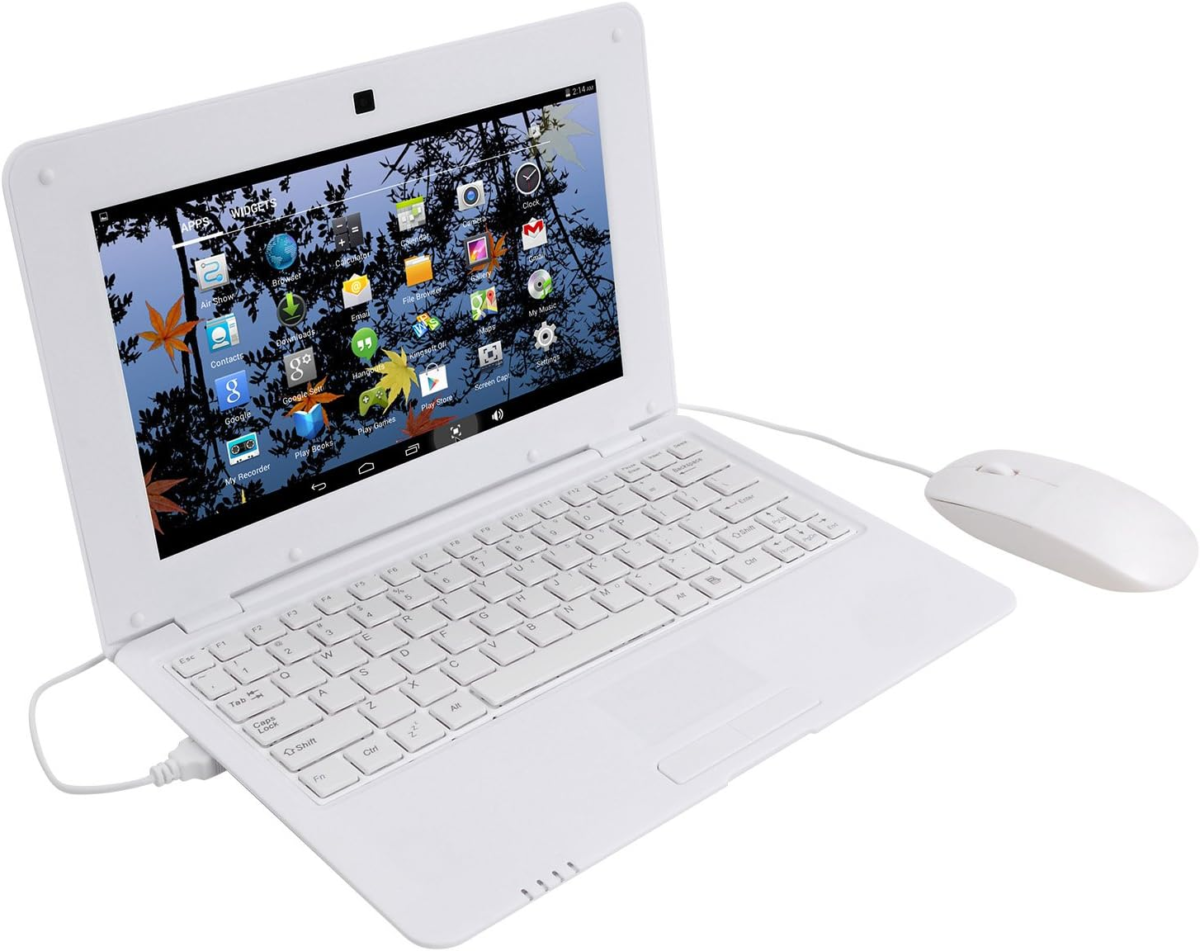 10.1 Inch Portable 8GB Computer Laptop PC Quad Core Android 6.0 Mini Netbook Slim and Lightweight Notebook Webcam Netflix Youtube Player Flash (White) - Image 3
