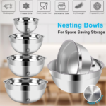 Hand Mixer Electric Mixing Bowls Set, 5 Speeds Handheld Mixer with 4 Nesting Stainless Steel Mixing Bowl, Measuring Cups Spoons 200W Kitchen Blender Whisk Beater Baking Supplies for Beginner - Image 6