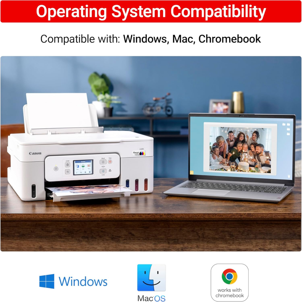 Megatank G3290 All-In-One Wireless Supertank [Megatank] Printer | Print, Copy Scan | Mobile Printing |2.7" LCD Color Touchscreen | Auto Duplex - Image 4