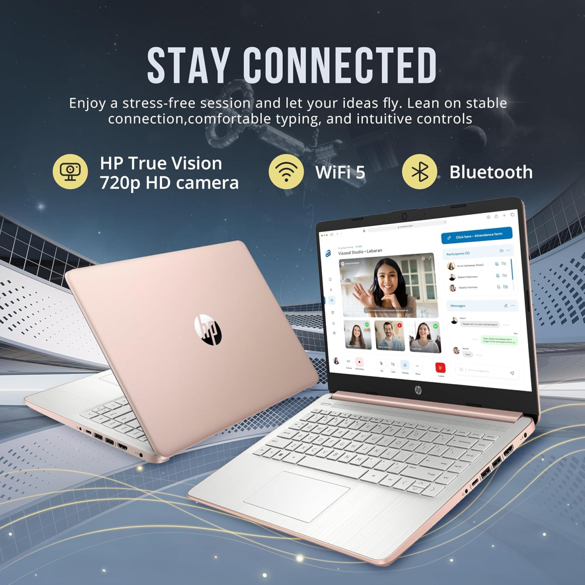 Stream 14" HD Brightview Laptop, Intel Celeron N4120, 16GB RAM, 288GB Storage (128GB Emmc + 160GB Docking Station Set), Intel UHD Graphics, 720P Webcam, Wi-Fi, 1 Year Office 365, Win 11 S, Gold - Image 6