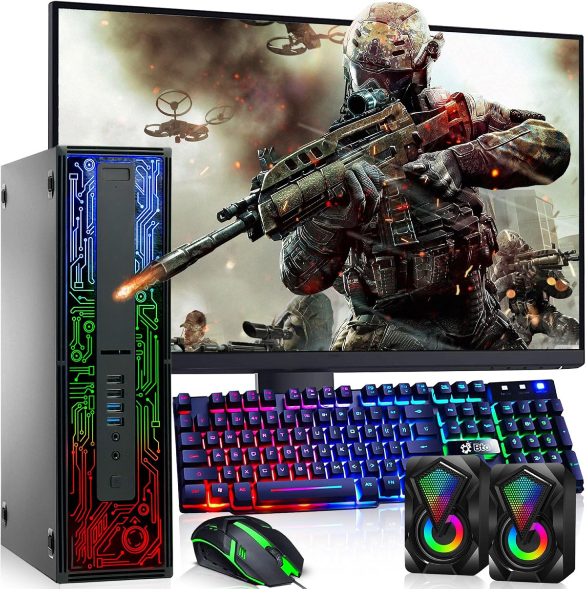 HP G2 RGB Gaming PC Desktop – Intel I5 6Th Gen Processor, 16GB DDR4 Ram, 512GB SSD, AMD Radeon RX 550 DDR5, New 24 Inch Monitor, Windows 10 Pro – Computer Tower for PC Gamer (Renewed) - Image 1