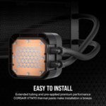 Icue H150I Elite LCD XT Liquid CPU Cooler - IPS LCD Screen - Three AF120 RGB Elite Fans - 360Mm Radiator - Fits Intel® LGA 1700, AMD® AM5, and More - Included Icue Commander CORE - Black - Image 6