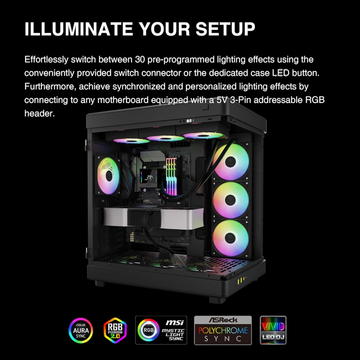CHIONE E4 360Mm AIO CPU Liquid Cooler, Real-Time Digital Display Patented PWM Pump, Hidden Cable Design, ARGB PWM Fan W/Mb Sync, Intel LGA 1700/1200, AMD AM5/AM4, Black - Image 4