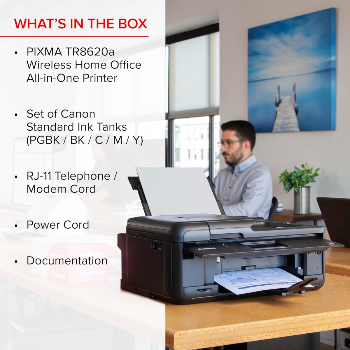 PIXMA Tr8620A - All-In-One Printer Home Office|Copier|Scanner|Fax|Auto Document Feeder | Photo, Document | Airprint (R), Android, Black, Works with Alexa - Image 9