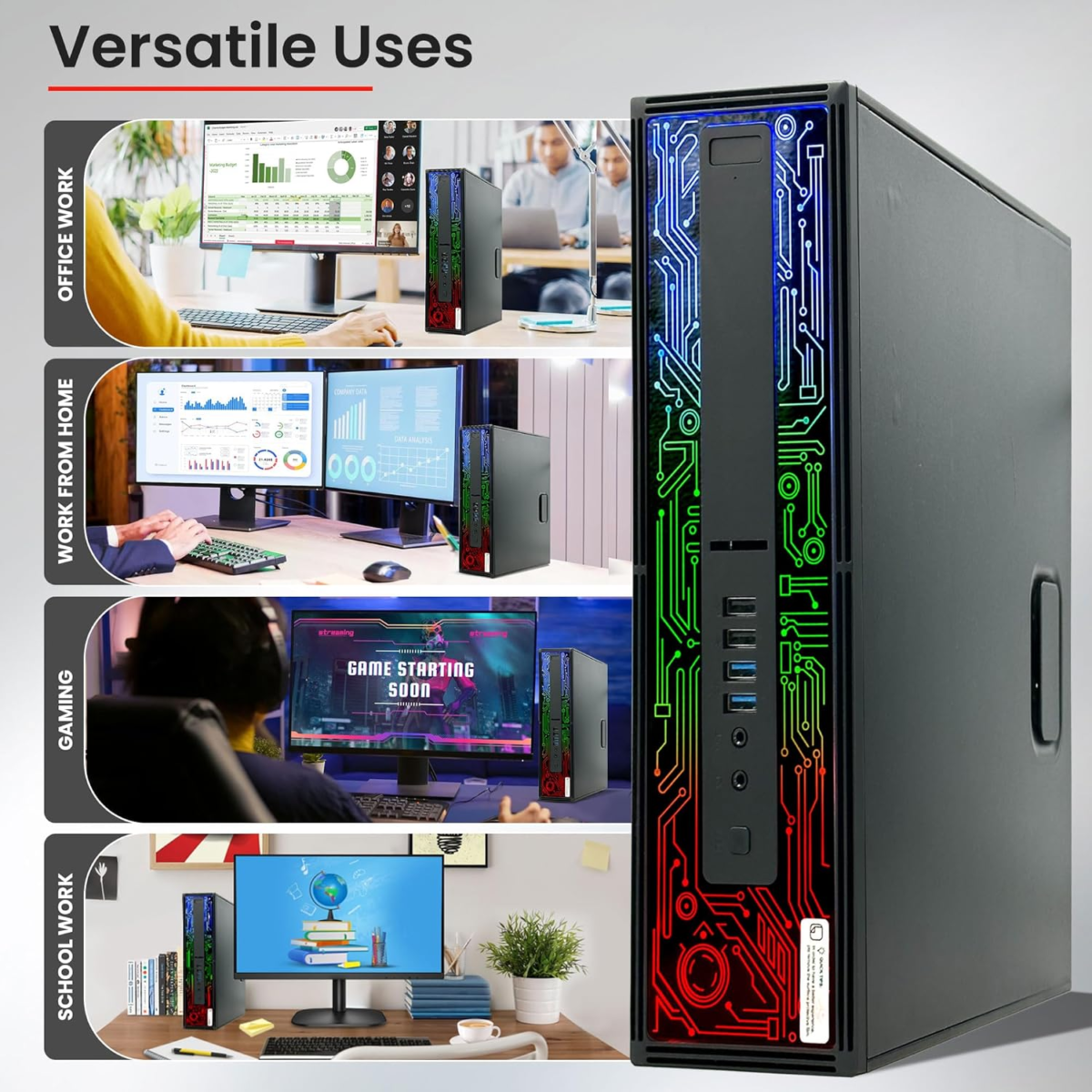 HP G2 RGB Gaming PC Desktop – Intel I5 6Th Gen Processor, 16GB DDR4 Ram, 512GB SSD, AMD Radeon RX 550 DDR5, New 24 Inch Monitor, Windows 10 Pro – Computer Tower for PC Gamer (Renewed) - Image 5