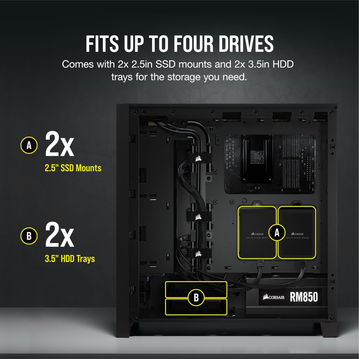 4000D AIRFLOW Tempered Glass Mid-Tower ATX Case - High-Airflow - Cable Management System - Spacious Interior - Two Included 120 Mm Fans - Black - Image 7