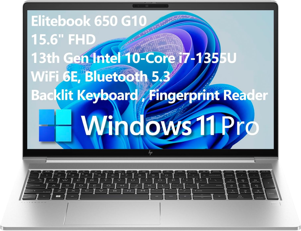 Elitebook 650 G10 Business Laptop Computer, 15.6" FHD, 13Th Gen Intel 10-Core I7-1355U CPU, 32GB DDR4 RAM, 1TB Pcie SSD, Wifi 6E, BT 5.3, Backlit KB, Fingerprint Reader, Windows 11 Pro - Image 1