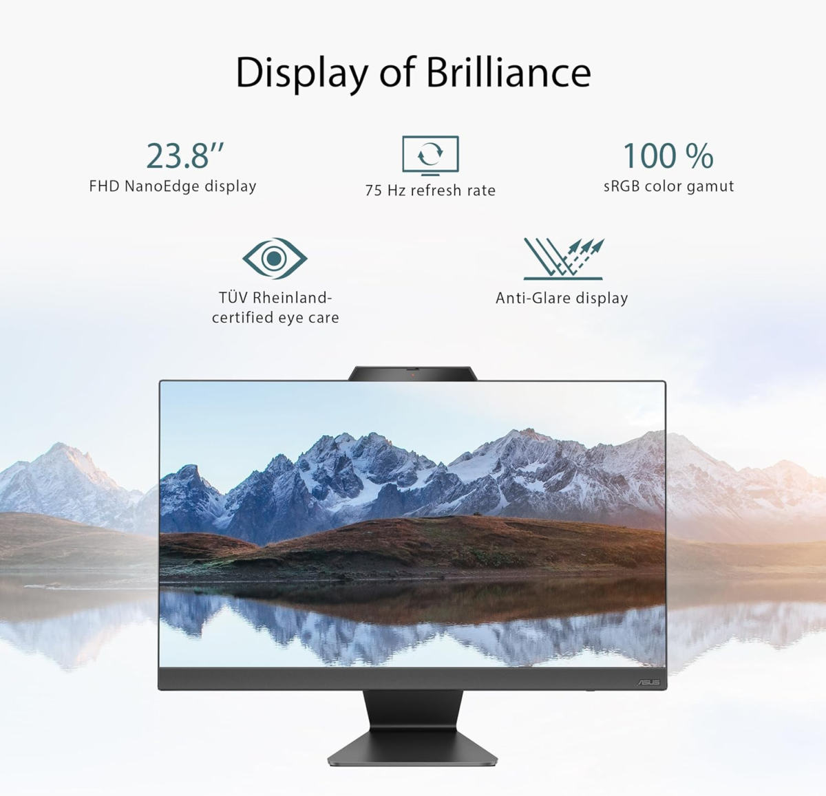 M3402 All-In-One, 23.8” FHD Display, AMD Ryzen™ 3 7320U Processor, 8GB RAM, 512GB SSD, Windows 11 Home, Kensington Lock, Black, M3402WFA-PB303 - Image 2