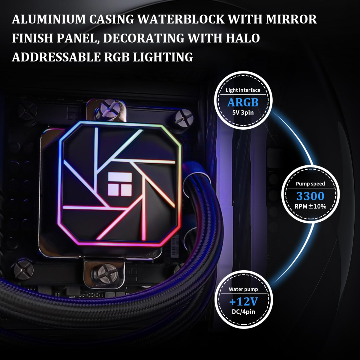 Aqua Elite 120 V3 Aio CPU Cooler, 120 Liquid Cooling Row, ARGB PWM Cooler Fans, for Intel LGA1150/1151/1155/1156/1200/2011/1700,AMD:AM4/AM5, PC Cooler Aio - Image 4