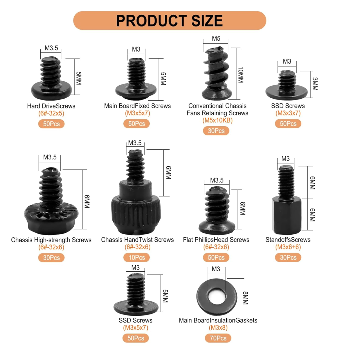 420PCS Computer Screw Kit, Motherboard Standoffs Assorted Screws for PC Case, HDD, SSD, Laptop, Fan, CD-ROM - for DIY PC Build Repair - Image 2