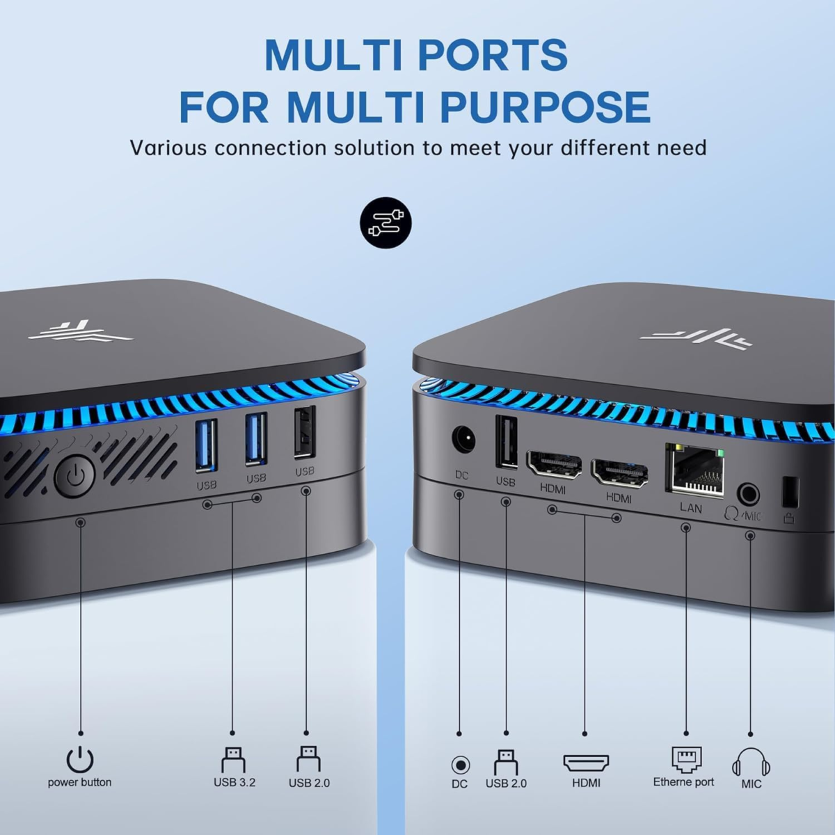 AK1 plus Mini PC, Desktop Computer 12Th N95(Up to 3.4Ghz) Mini PC 16GB RAM 512GB SSD, Micro PC Computer, Mini Tower PC Support 4K HDMI, Desktop PC with Dual Wifi, BT4.2 for Business Home Office - Image 6