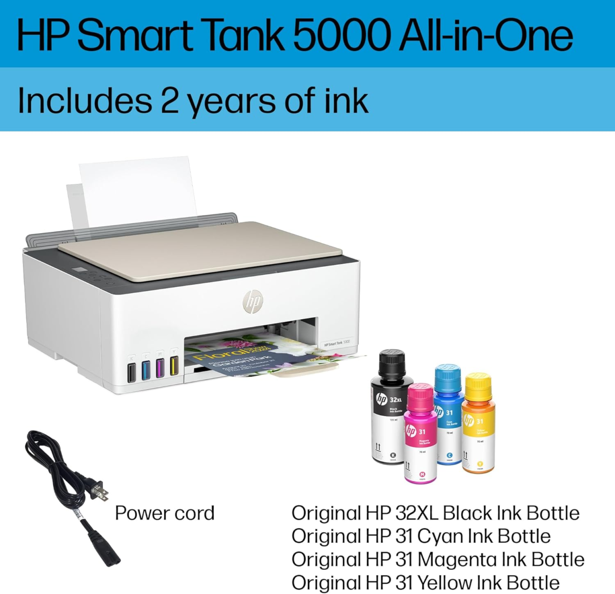 Smart-Tank 5000 Wireless All-In-One Ink-Tank Printer with up to 2 Years of Ink Included, Mobile Print, Scan, Copy, White, 17.11 X 14.23 X 6.19 - Image 6