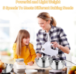 Hand Mixer Electric Mixing Bowls Set, 5 Speeds Handheld Mixer with 4 Nesting Stainless Steel Mixing Bowl, Measuring Cups Spoons 200W Kitchen Blender Whisk Beater Baking Supplies for Beginner - Image 3