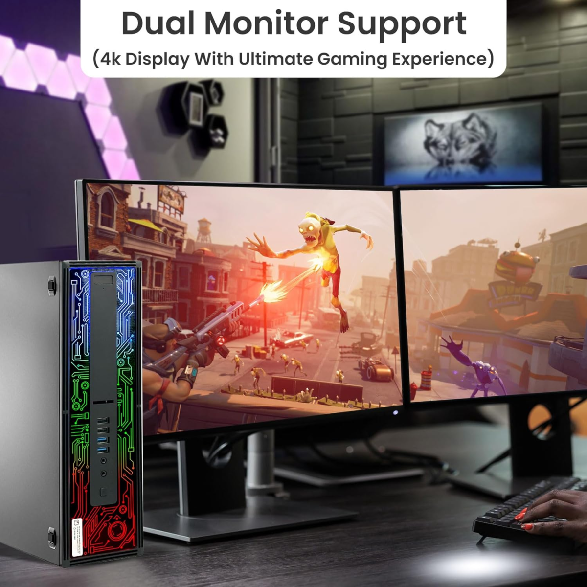 HP G2 RGB Gaming PC Desktop – Intel I5 6Th Gen Processor, 16GB DDR4 Ram, 512GB SSD, AMD Radeon RX 550 DDR5, New 24 Inch Monitor, Windows 10 Pro – Computer Tower for PC Gamer (Renewed) - Image 4