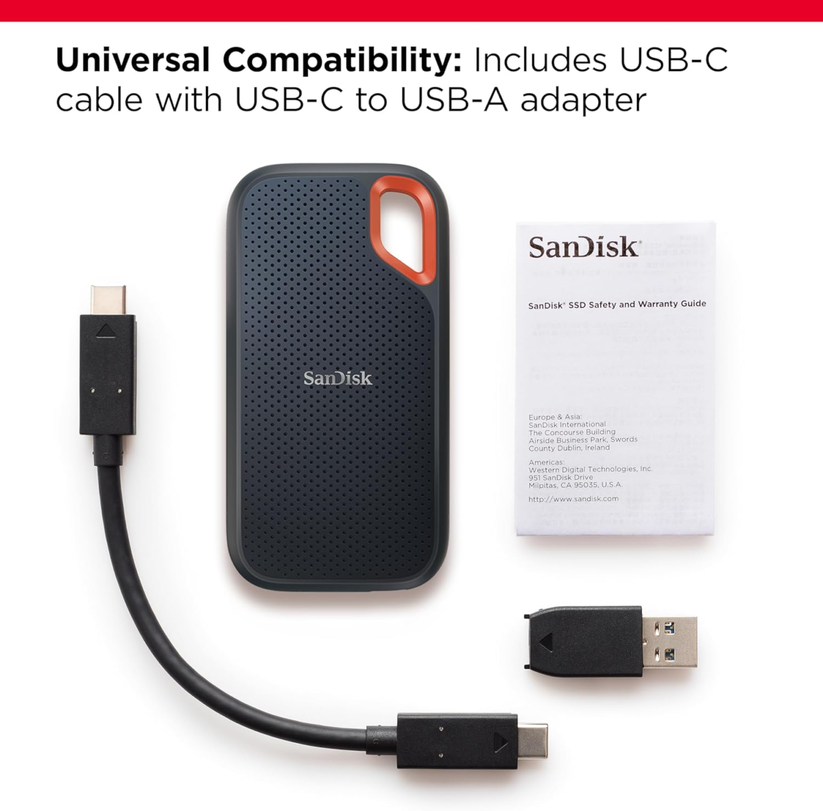 2TB Extreme Portable SSD - up to 1050Mb/S, USB-C, USB 3.2 Gen 2, IP65 Water and Dust Resistance, Updated Firmware - External Solid State Drive - SDSSDE61-2T00-G25 - Image 3