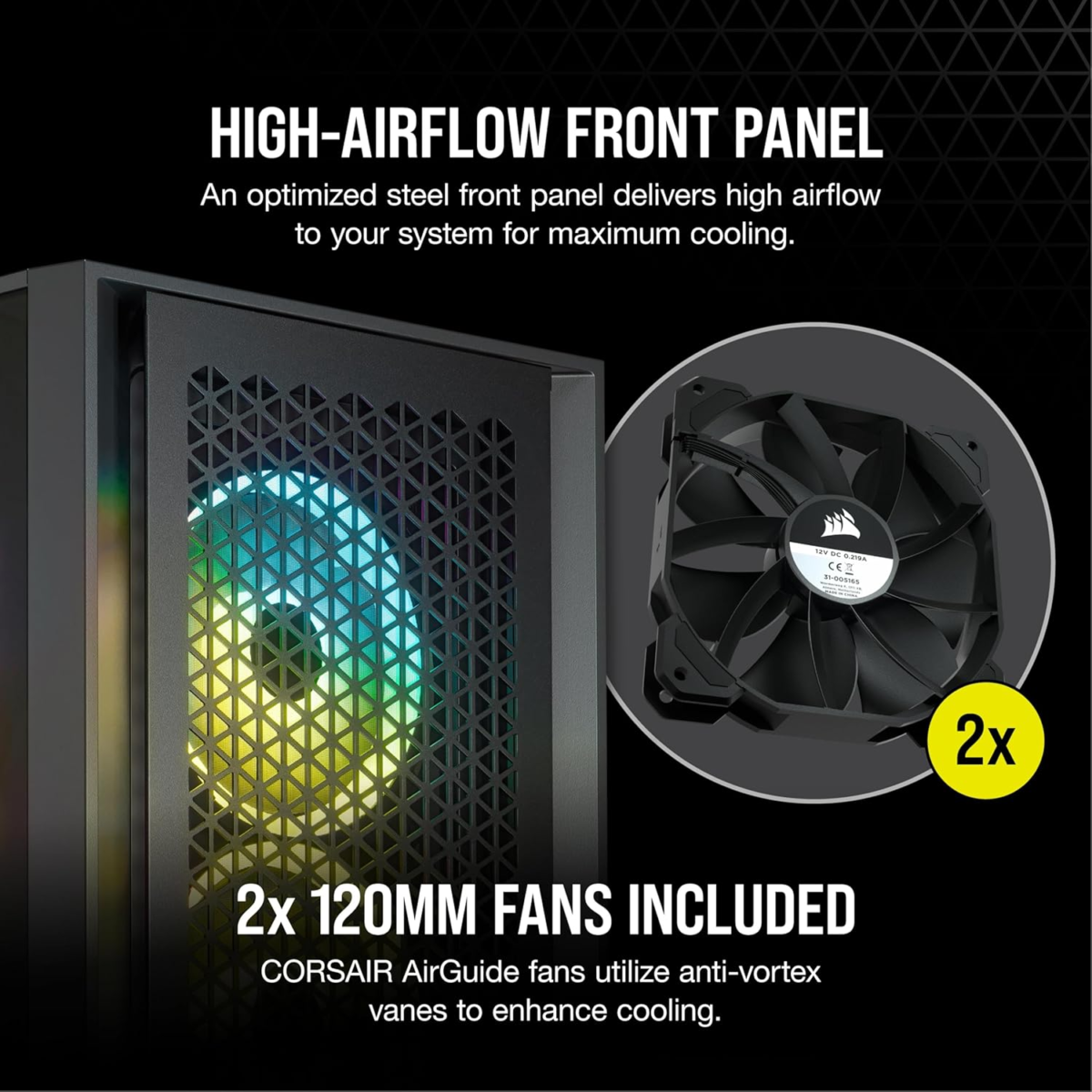 4000D AIRFLOW Tempered Glass Mid-Tower ATX Case - High-Airflow - Cable Management System - Spacious Interior - Two Included 120 Mm Fans - Black - Image 4