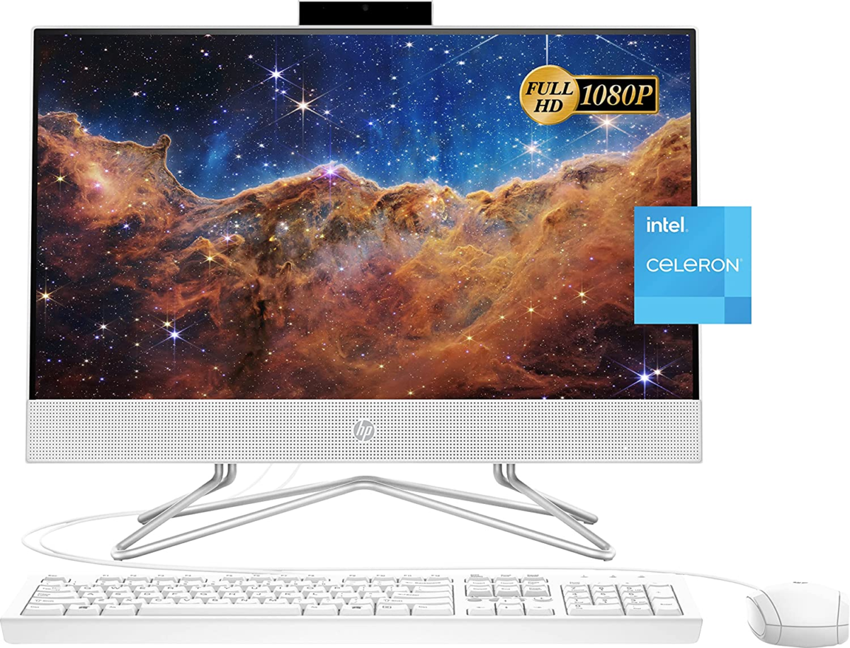 2022 Newest All-In-One Desktop, 21.5" FHD Display, Intel Celeron J4025 Processor, 8GB RAM, 256GB Pcie SSD, Webcam, Wifi, HDMI, RJ-45, Wired Keyboard&Mouse, Windows 11 Home, White - Image 1