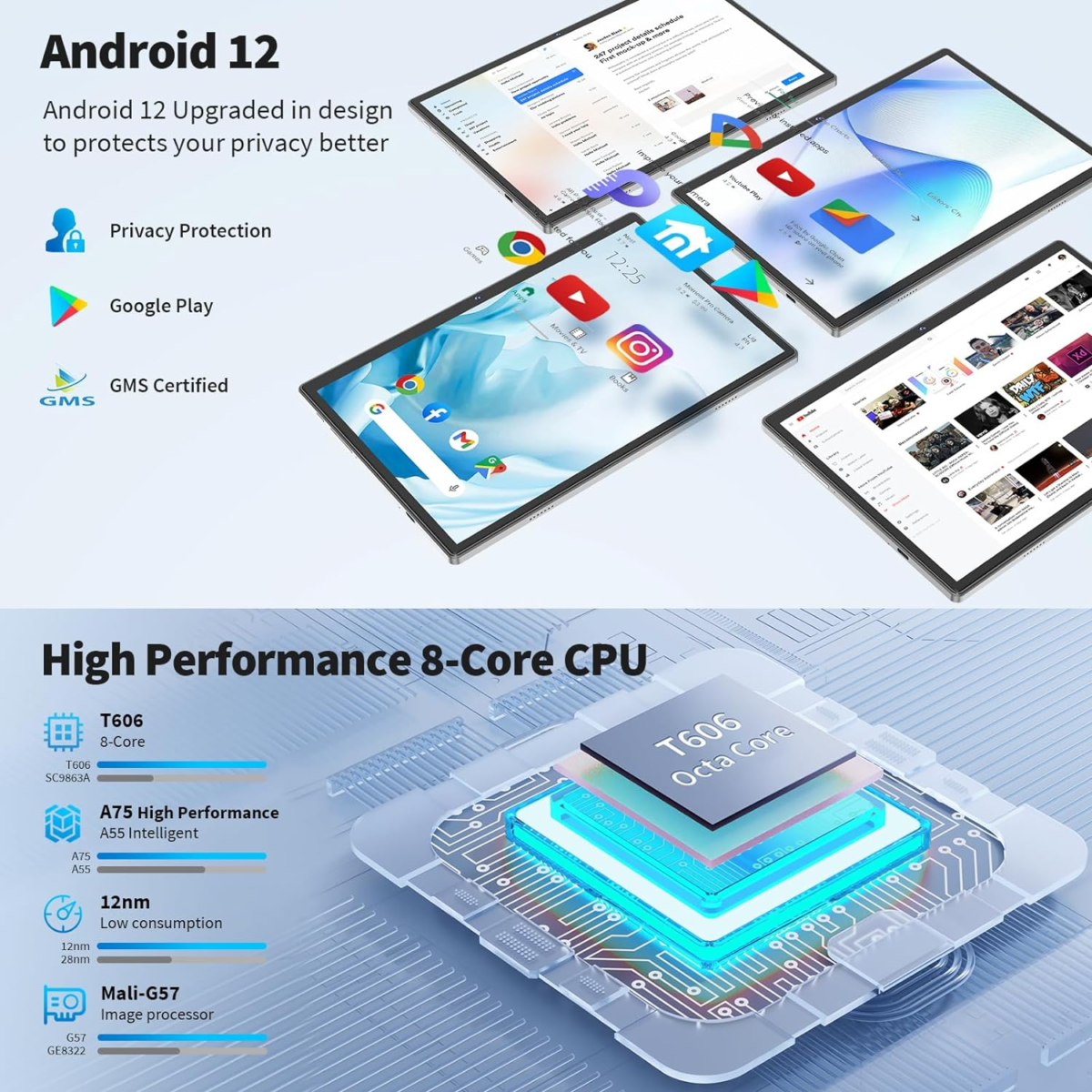 Android Tablet 10 Inch, 2 in 1 Android 12 Tablet with 16GB + 128GB,1TB Expand, Octa-Core, Sim Card Slot, 5G Wifi, Bt5.0,8000Mah, 4G Cellular Tablet with Keyboard, Mouse, Case, Stylus(Green) - Image 5