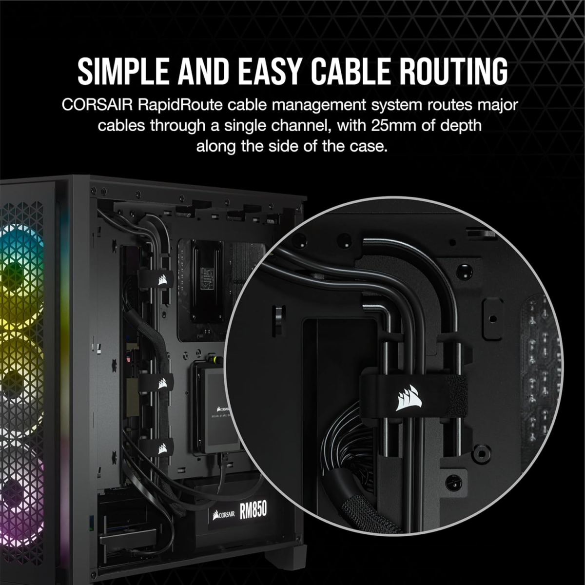 4000D AIRFLOW Tempered Glass Mid-Tower ATX Case - High-Airflow - Cable Management System - Spacious Interior - Two Included 120 Mm Fans - Black - Image 6