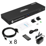 4K UHD 16 Ports HDMI KVM Switch, Console Rack Mount Switch with 8 Pcs 5Ft KVM Cable, USB 2.0 Device 16 Port Inputs, Control up to 16 Computers/Servers, with RS232 and LAN Port - Image 7