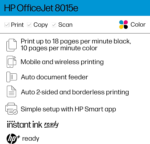 Officejet 8015E Wireless Color All-In-One Printer, 3 Months of Instant Ink Included - Image 2
