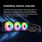 CHIONE E4 360Mm AIO CPU Liquid Cooler, Real-Time Digital Display Patented PWM Pump, Hidden Cable Design, ARGB PWM Fan W/Mb Sync, Intel LGA 1700/1200, AMD AM5/AM4, Black - Image 7