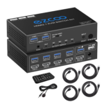 USB 3.0 KVM Switch HDMI 4 Computer 1 Monitor 8K 4K 120Hz VRR G/Sync HDCP Bypass Atmos IR Remote - 4X USB3.0 Cable, Hotkey for USB 1.0 Keyboard Mouse Printer, IR Extend Windows Mac 41KVM8K